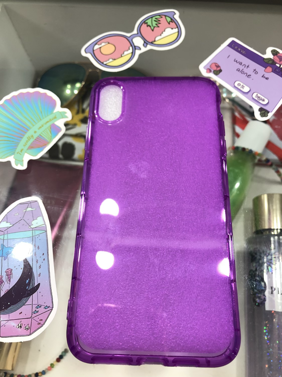 Funda iPhone XS Max glitter morada 