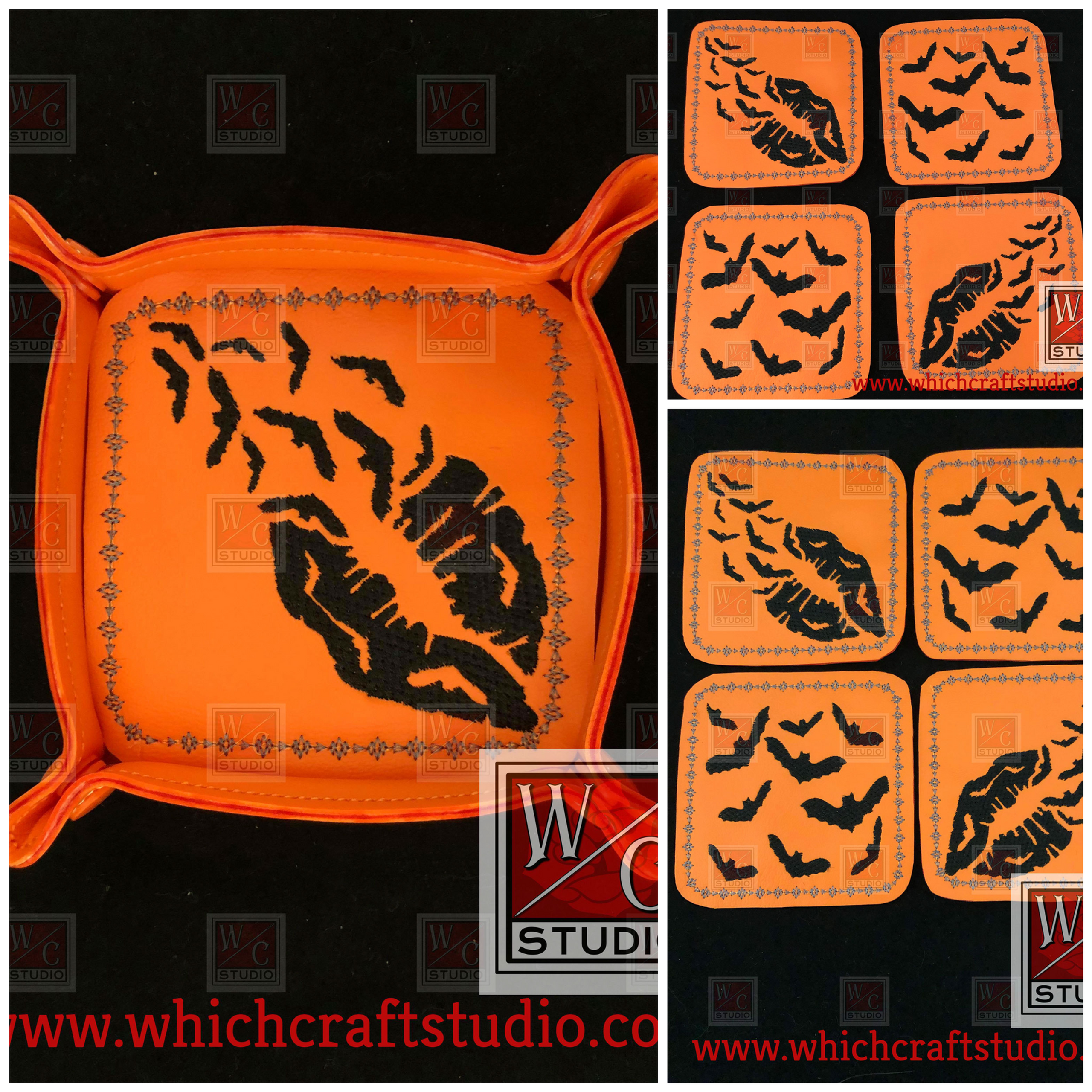 Digital Bat Lips Coasters Set Digital Embroidery