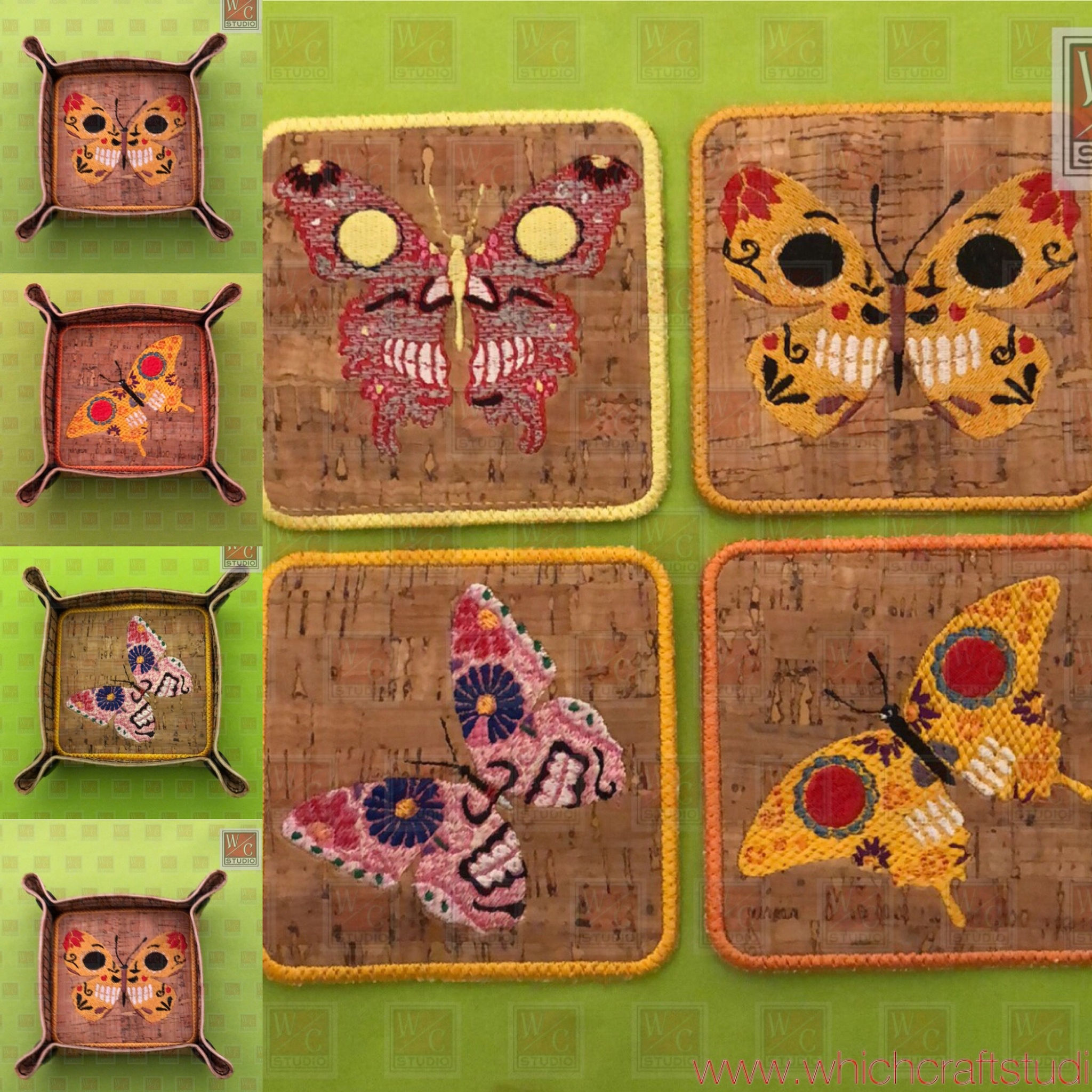 Digital Butterfly SS Square Coaster Set of 5 Embroidery Design