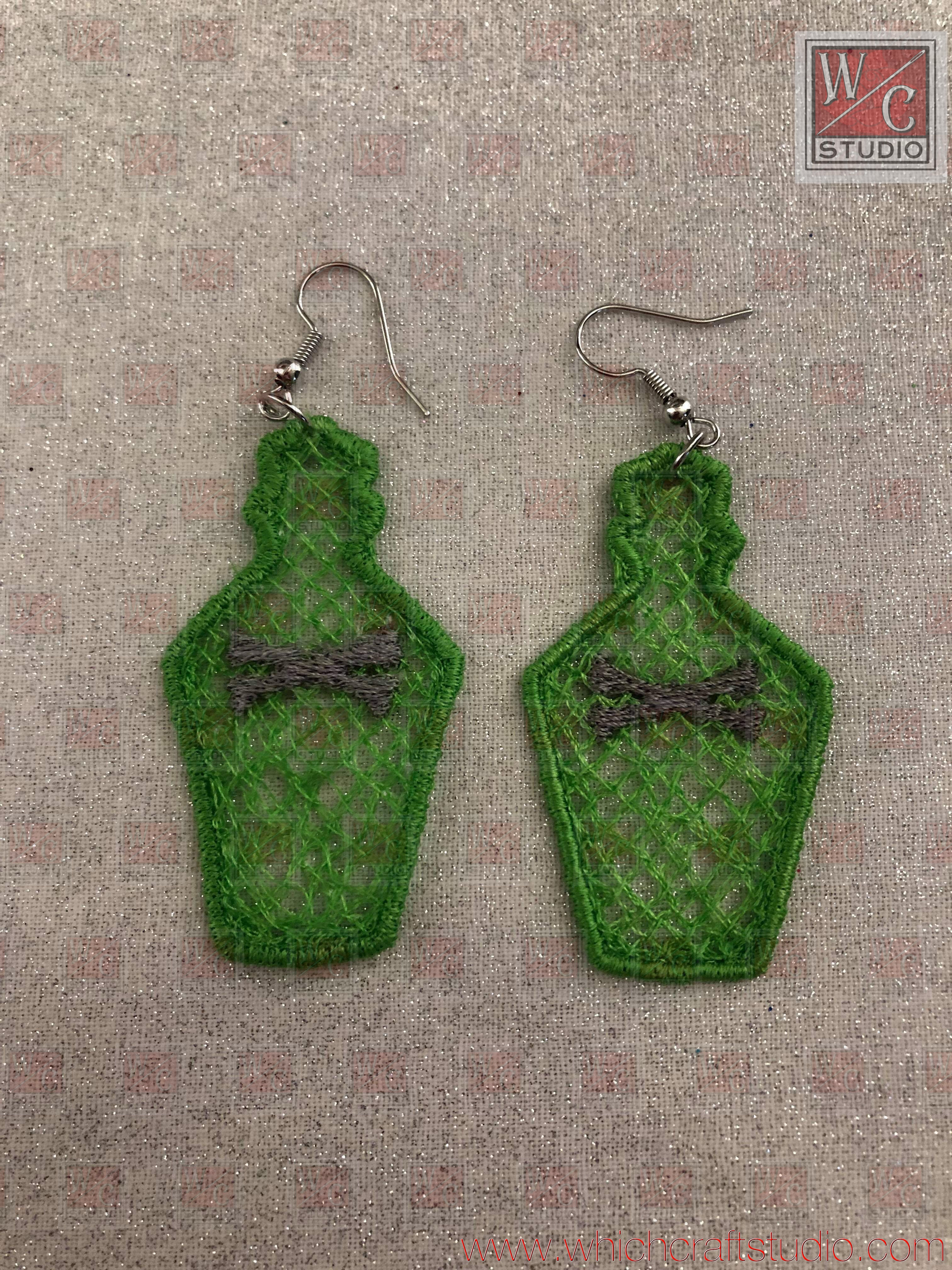 Digital FSL Poison Bottle Earrings Digital Embroidery