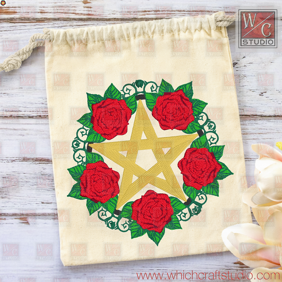 Digital Pentagram with Roses 5x7 and smaller Digital Embroidery Desig