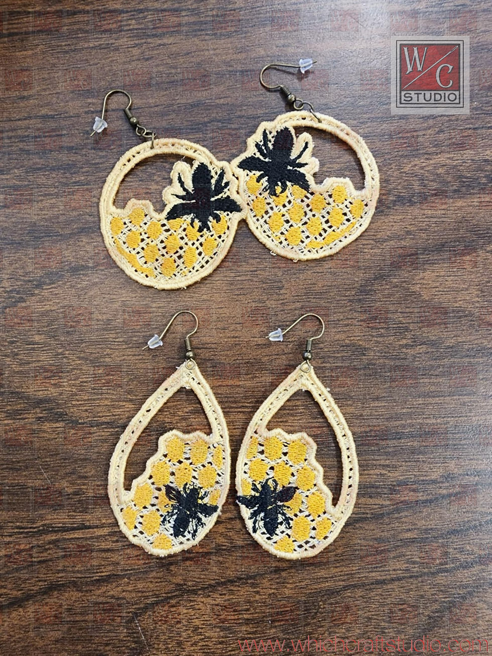 Digital FSL Bee Comb 2 pair of Earrings Digital File