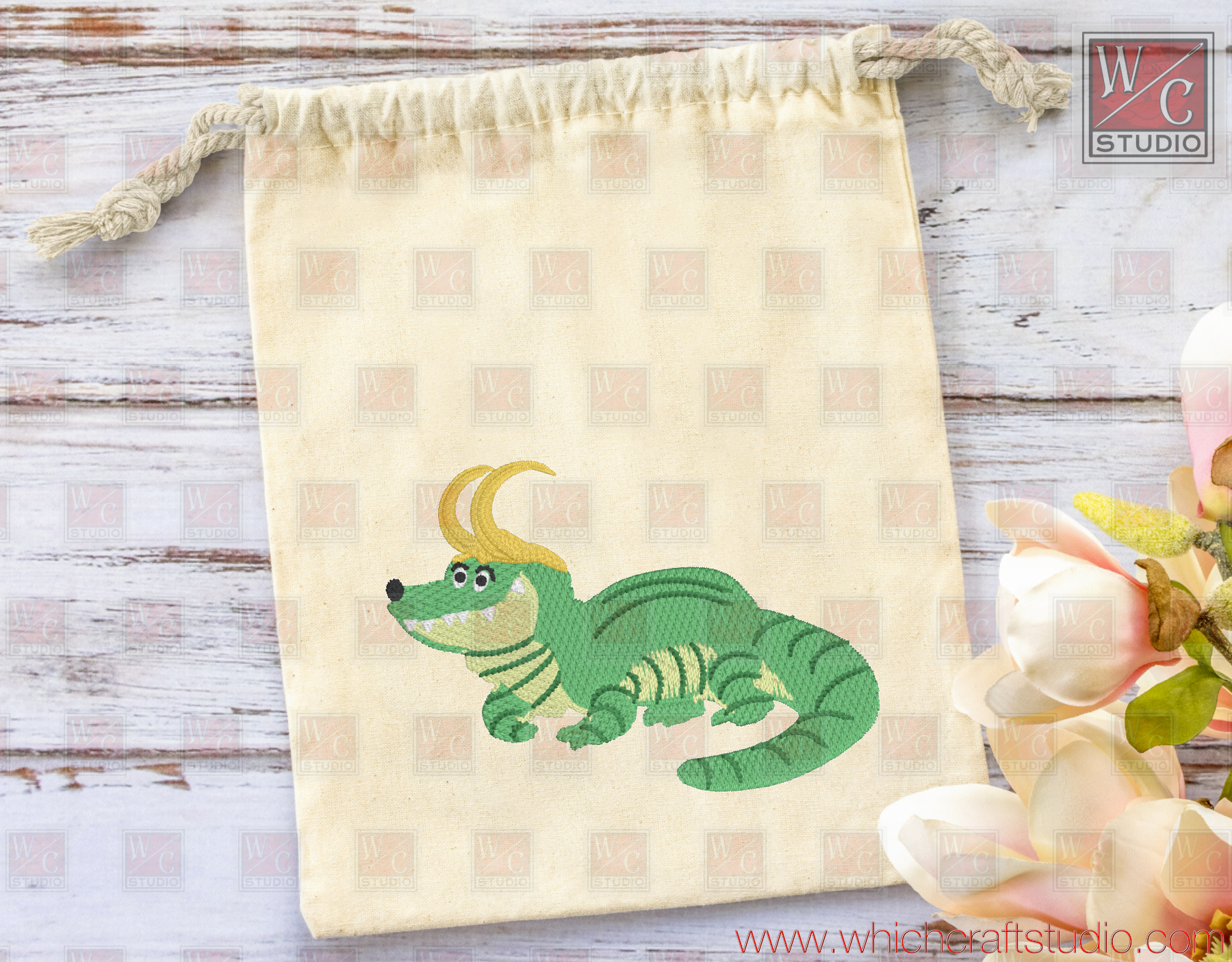 Digital Loki Gator Standalone 4x4 Digital Embroidery Design