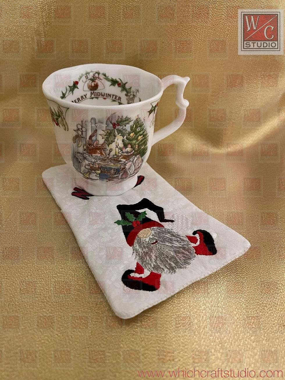 Thumbnail: copy of Digital Naughty Gnome Mug rug set 3 sizes Digital Files