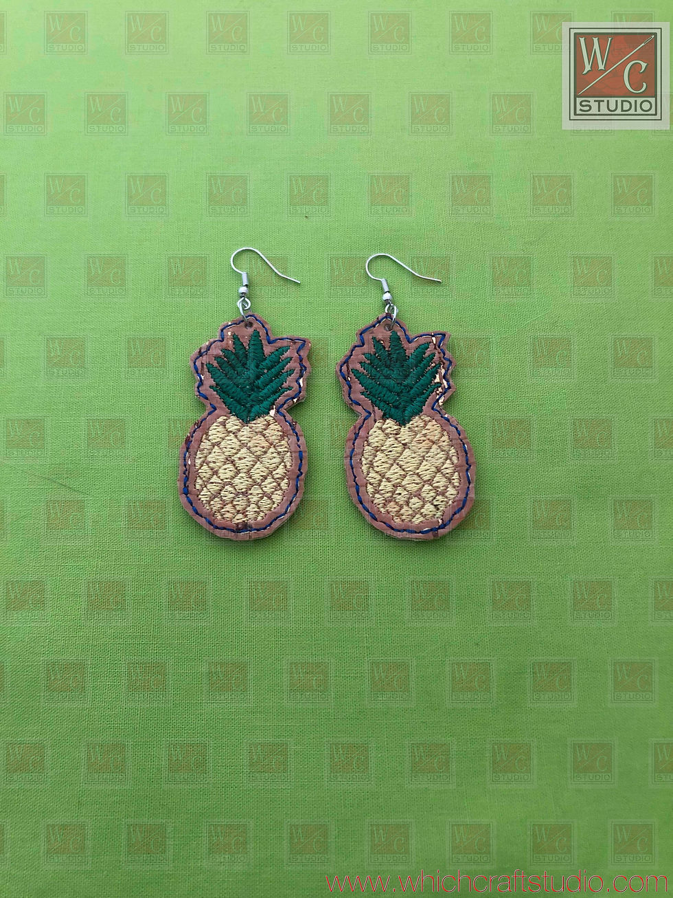Digital Pineapple Earrings 1x2 Embroidery Design