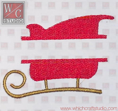 Digital Sleigh Monogram 4x4 Standalone Embroidery File | Which Craft Studio