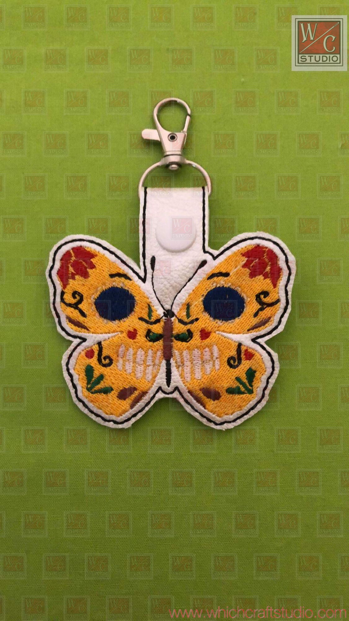 Digital Butterfly Sugar Skull 3 Fob Embroidery Design