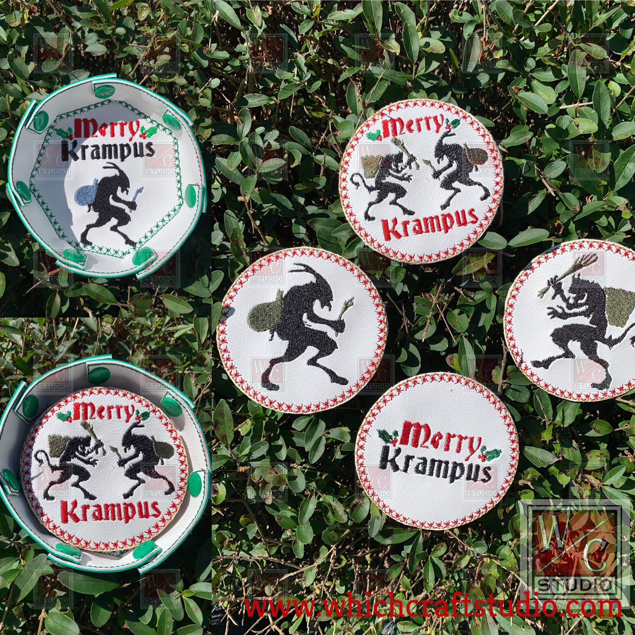 Digital Krampus2 Coaster Set Digital Embroidery