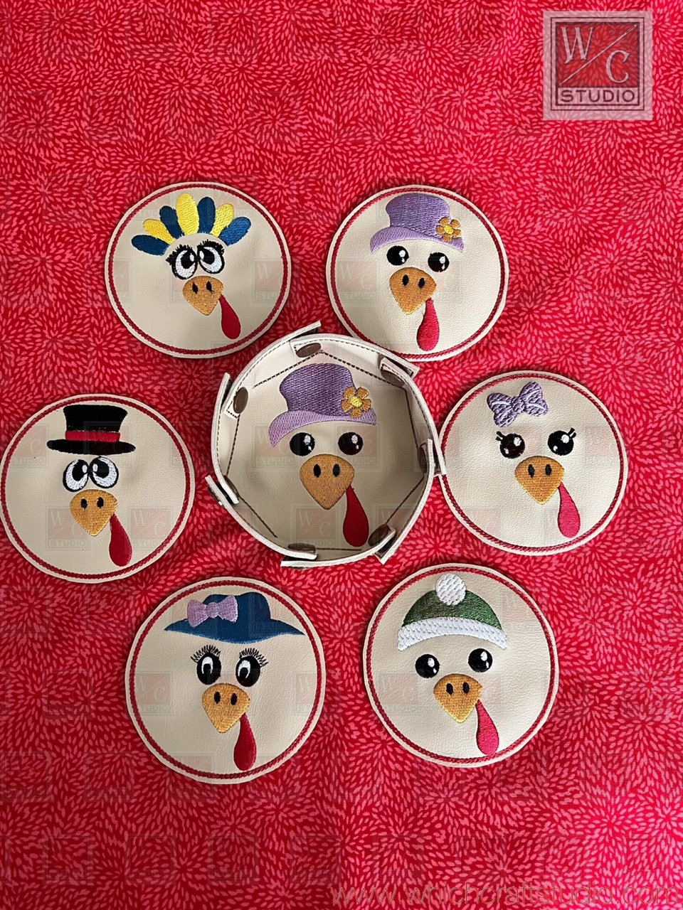 Digital Turkey face Coaster Set Digital Files