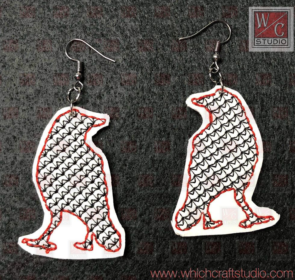 Digital Raven Earrings Motif Digital Embroidery