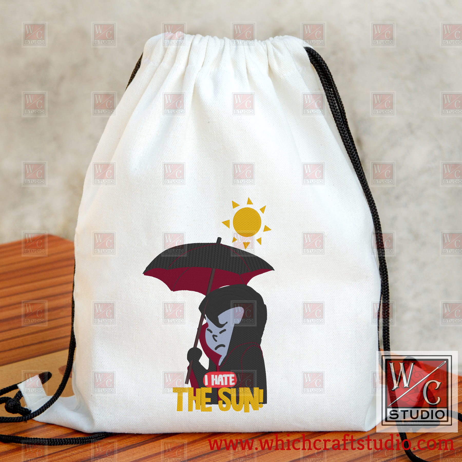 Digital Vampire Hates The Sun Standalone 6x10 Digital Embroidery