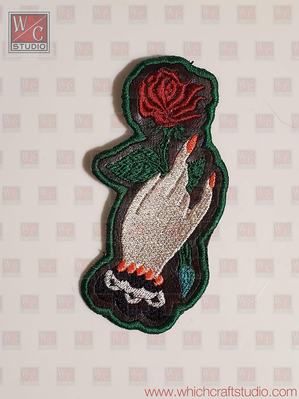 Digital Hand with Rose Patch 2x4 Embroidery Designs
