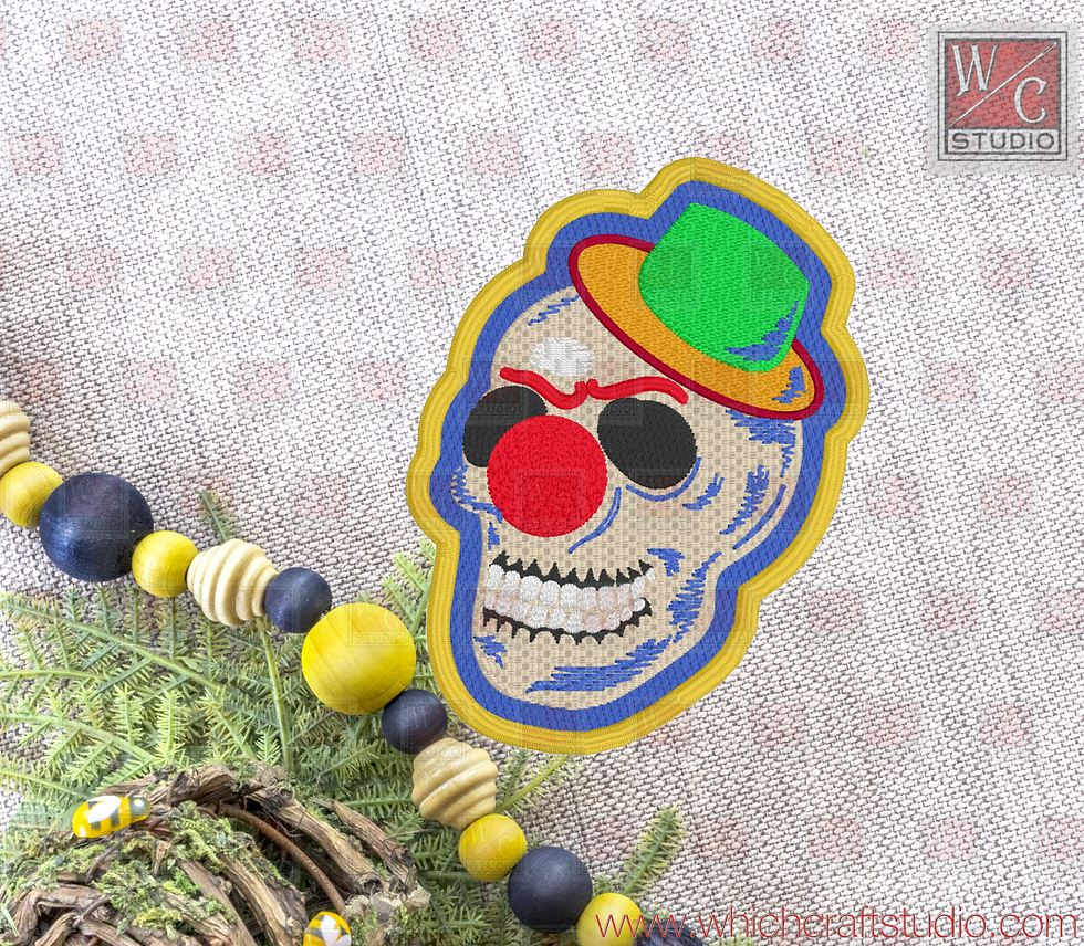 Digital Skull Clown Head 1 Patch Embroidery Design File