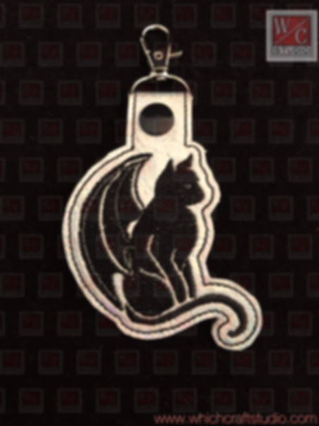 Digital  Gargoyle Cat Fob  Digital Embroidery