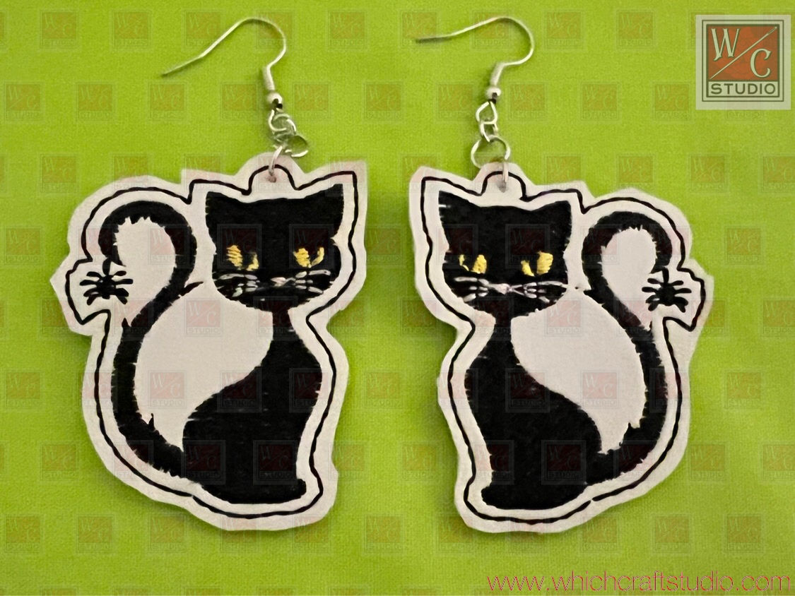 Digital Hanging Cat and Spider Earrings Digital Files