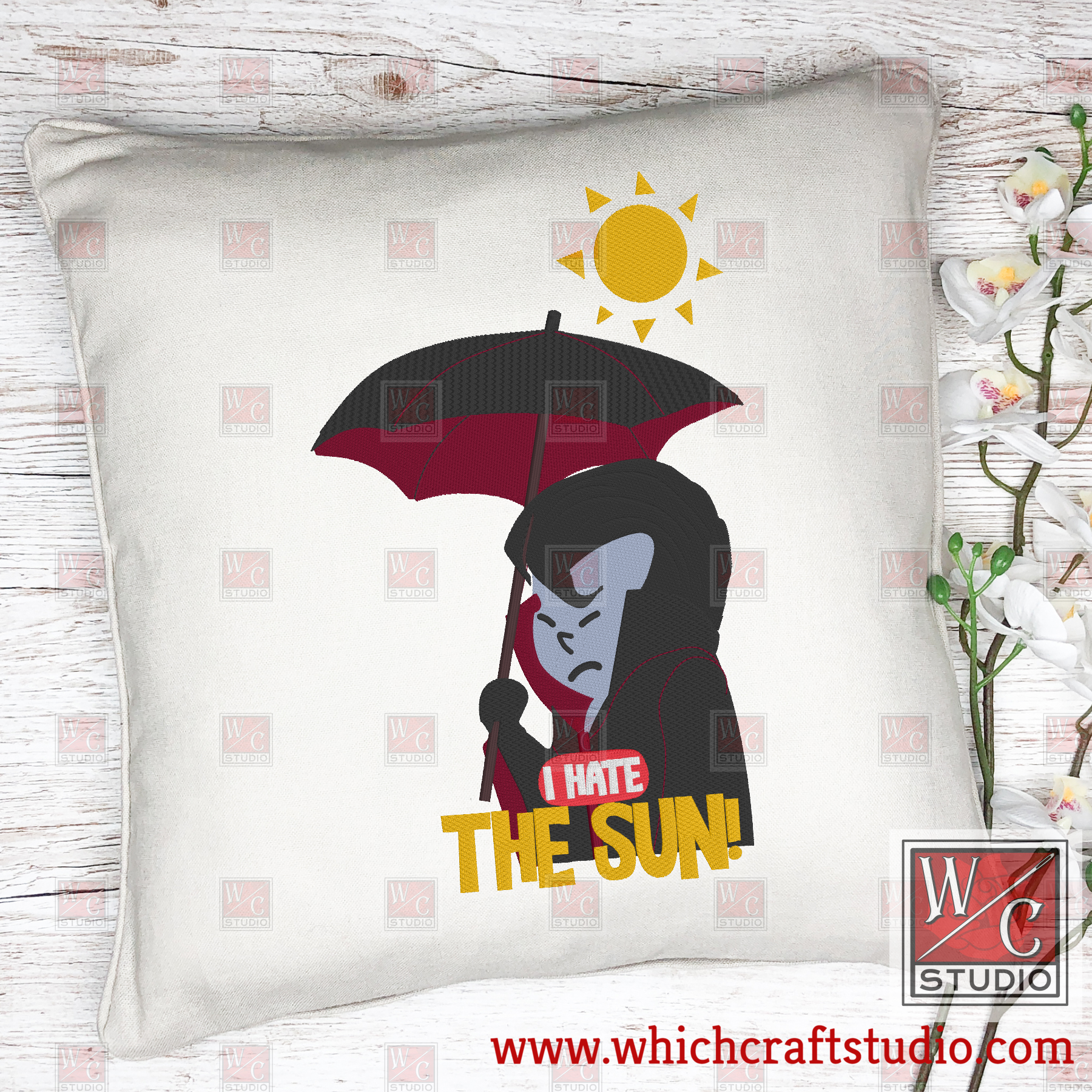 Digital Vampire Hates The Sun Standalone 8x12 Digital Embroidery