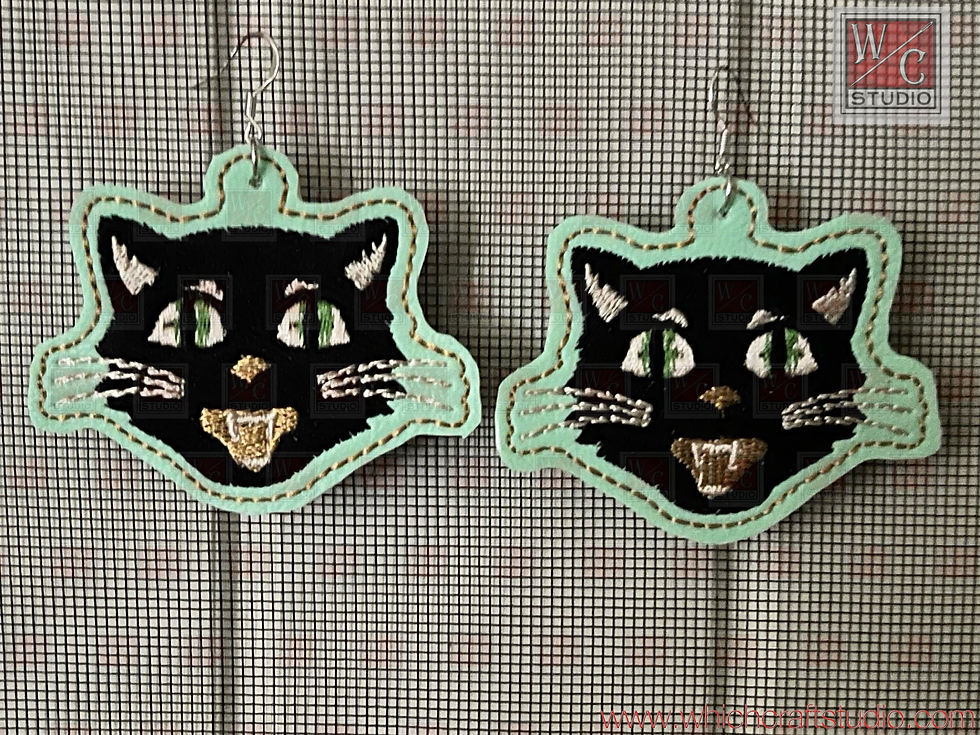 Digital Vintage Halloween Cat Earrings Digital File
