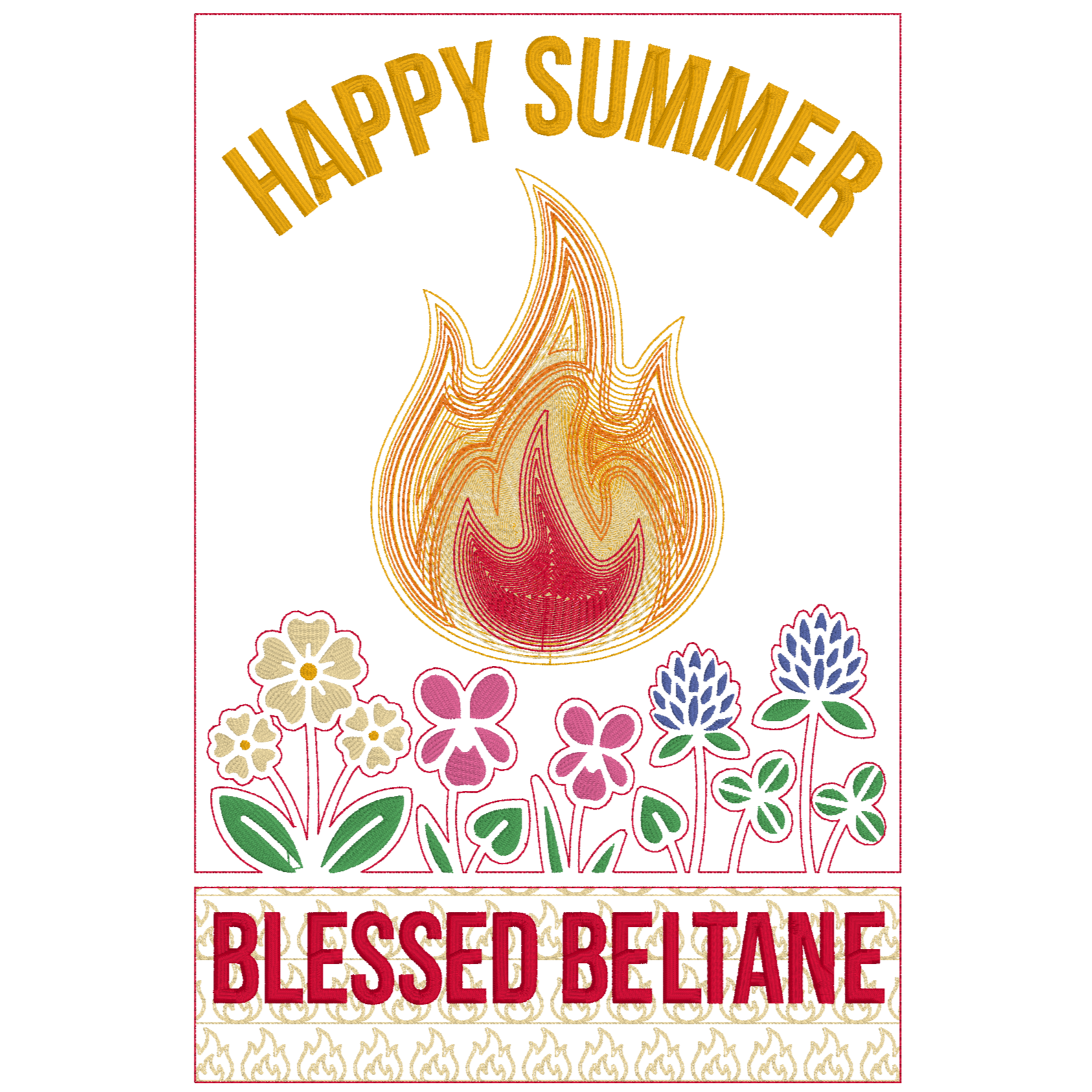 Digital Summer Beltane Large Decorative Flag Design – 8x12 In the Hoop