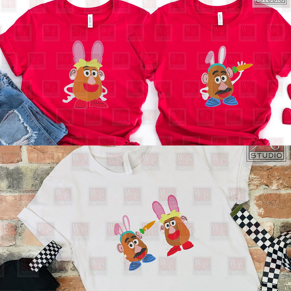 Digital Potato Couple Easter 6x10 Standalone Set of 3 Embroidery