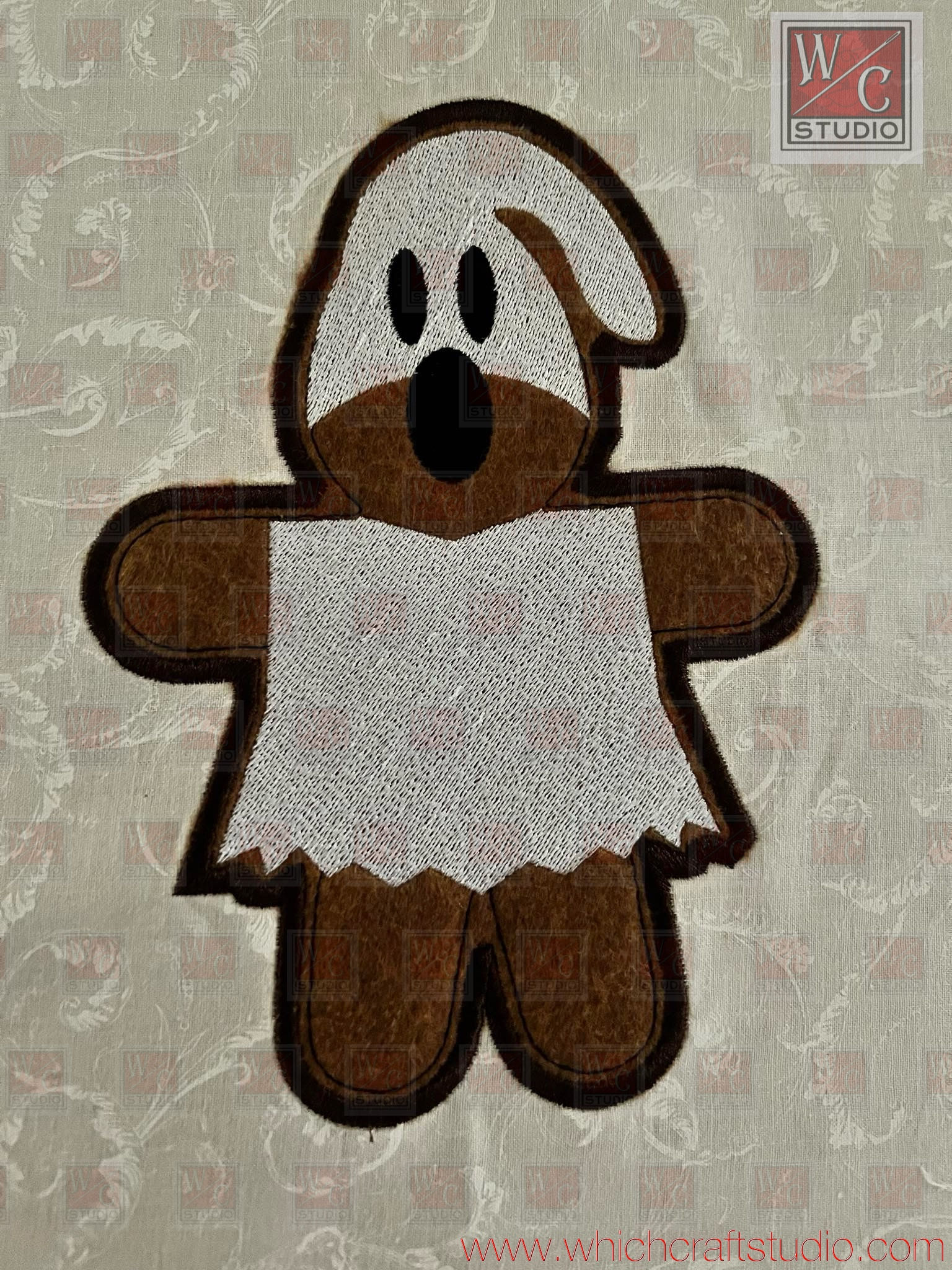 Digital Ghost Gingerbread Applique 5x7 Digital File