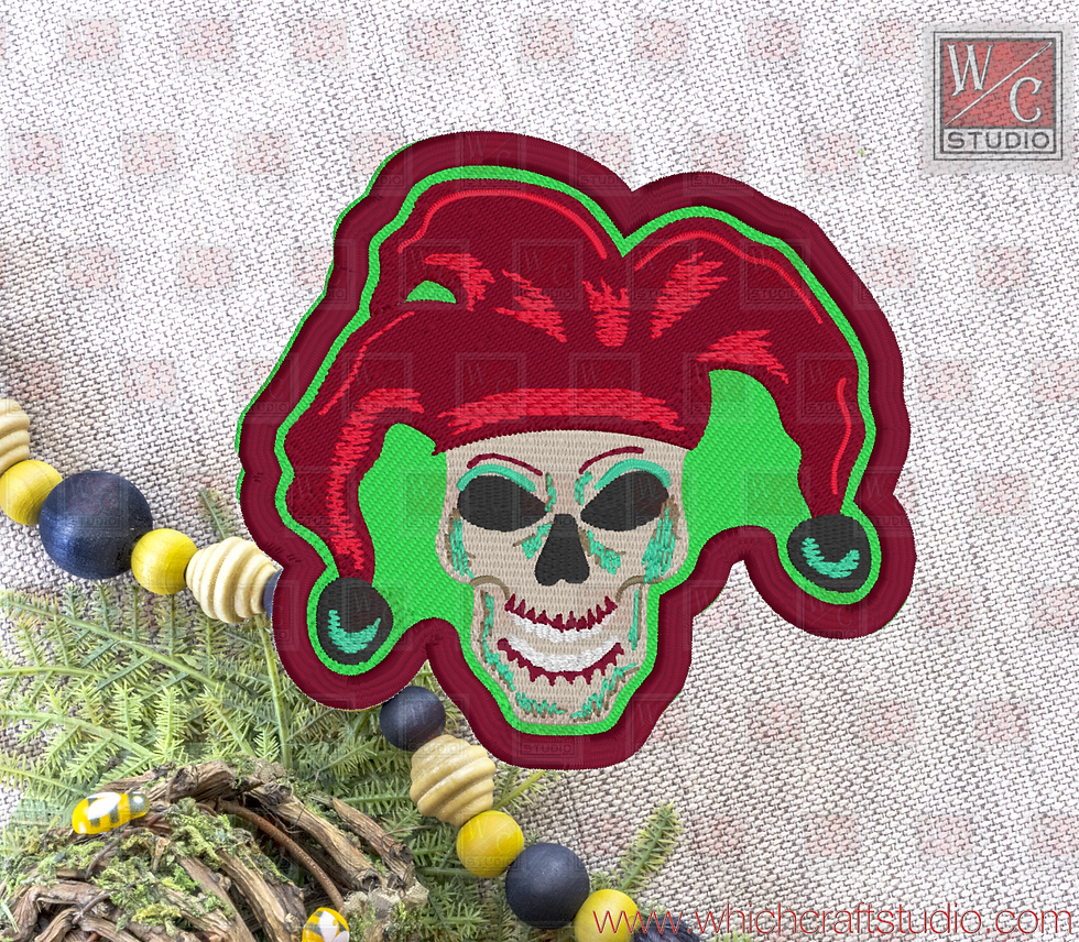 Digital Skull Clown Head 4 Patch Embroidery Design File