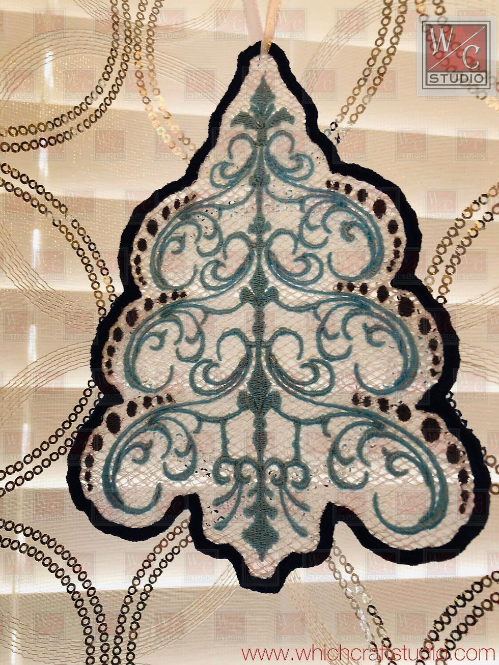 Thumbnail: Digital FSL Damask Christmas Tree Set of 4 Digital File