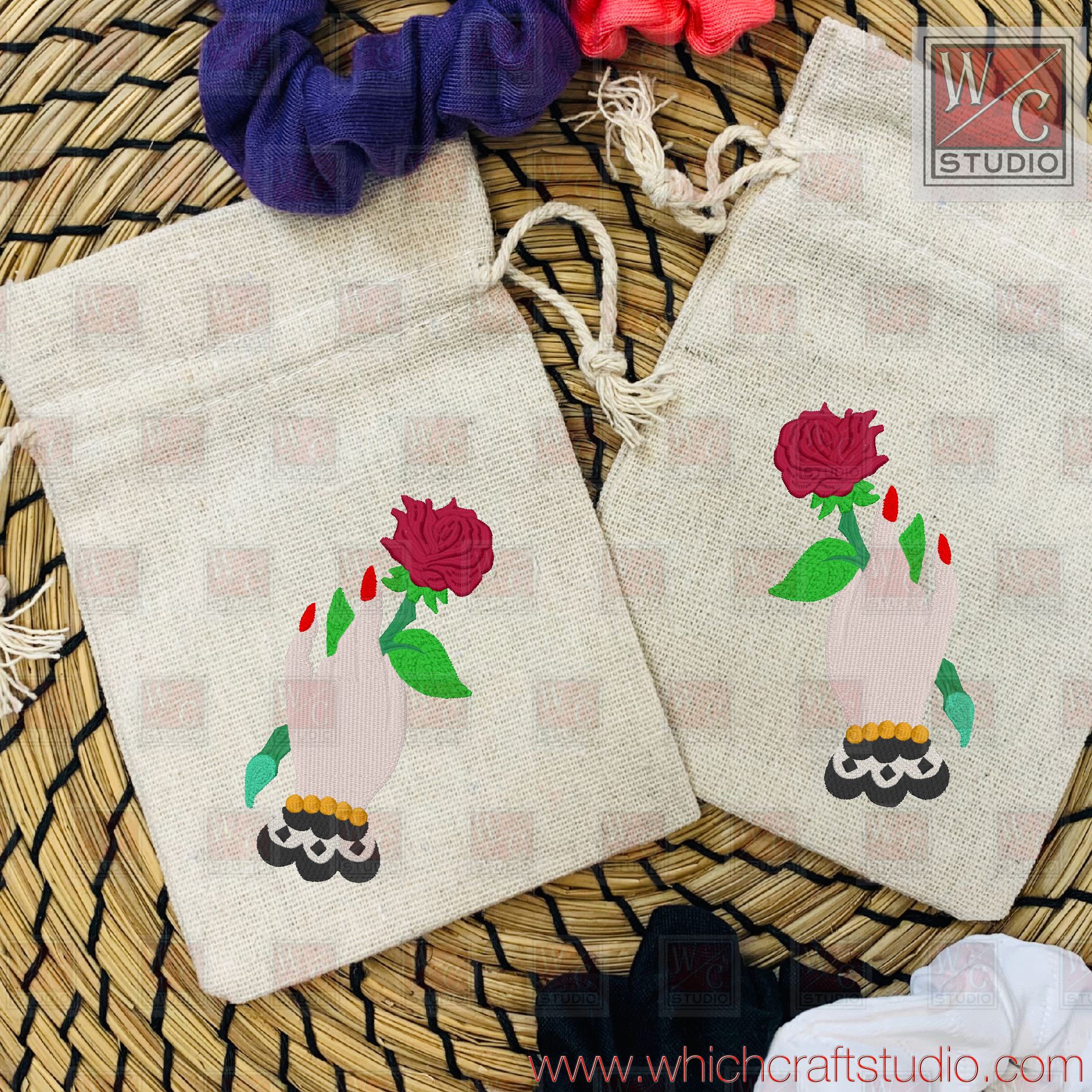 Digital Hand with Rose 4x4 Standalone Embroidery Designs