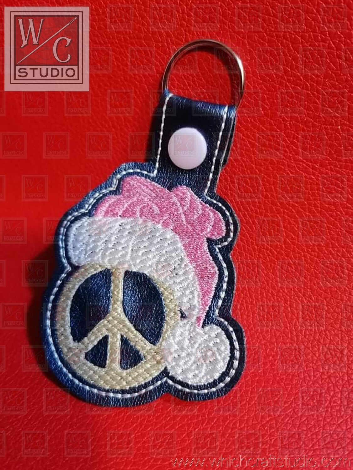 Digital Peace Santa Hat Fob Embroidery File