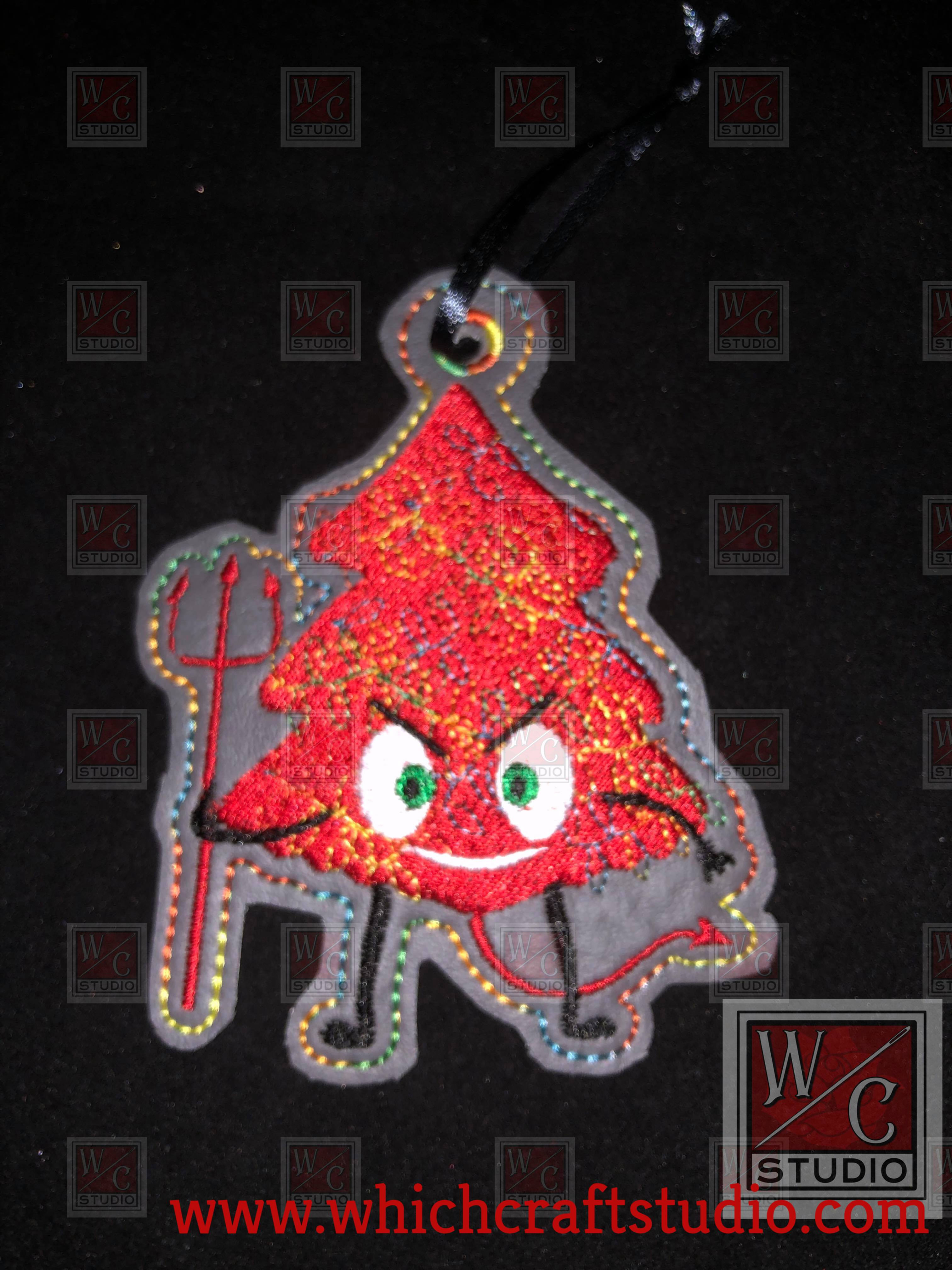 Digital Devil Tree Ornaments Set of 4 Digital Embroidery
