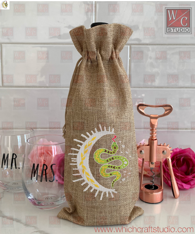 Digital Snake and Moon 5x7 Standalone Embroidery Designs