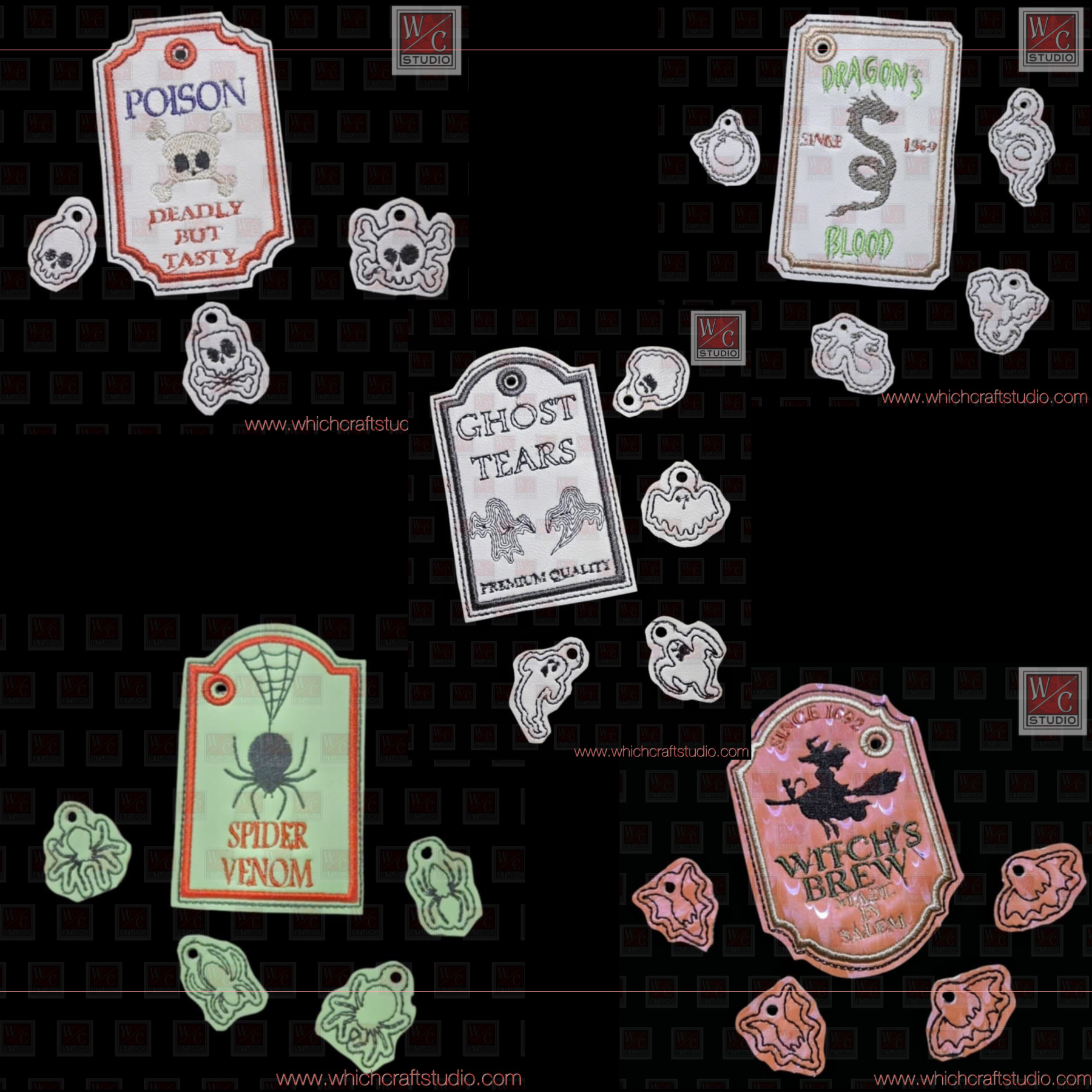 Digital Halloween Bottle Tag Set 5 piece Set Digital File