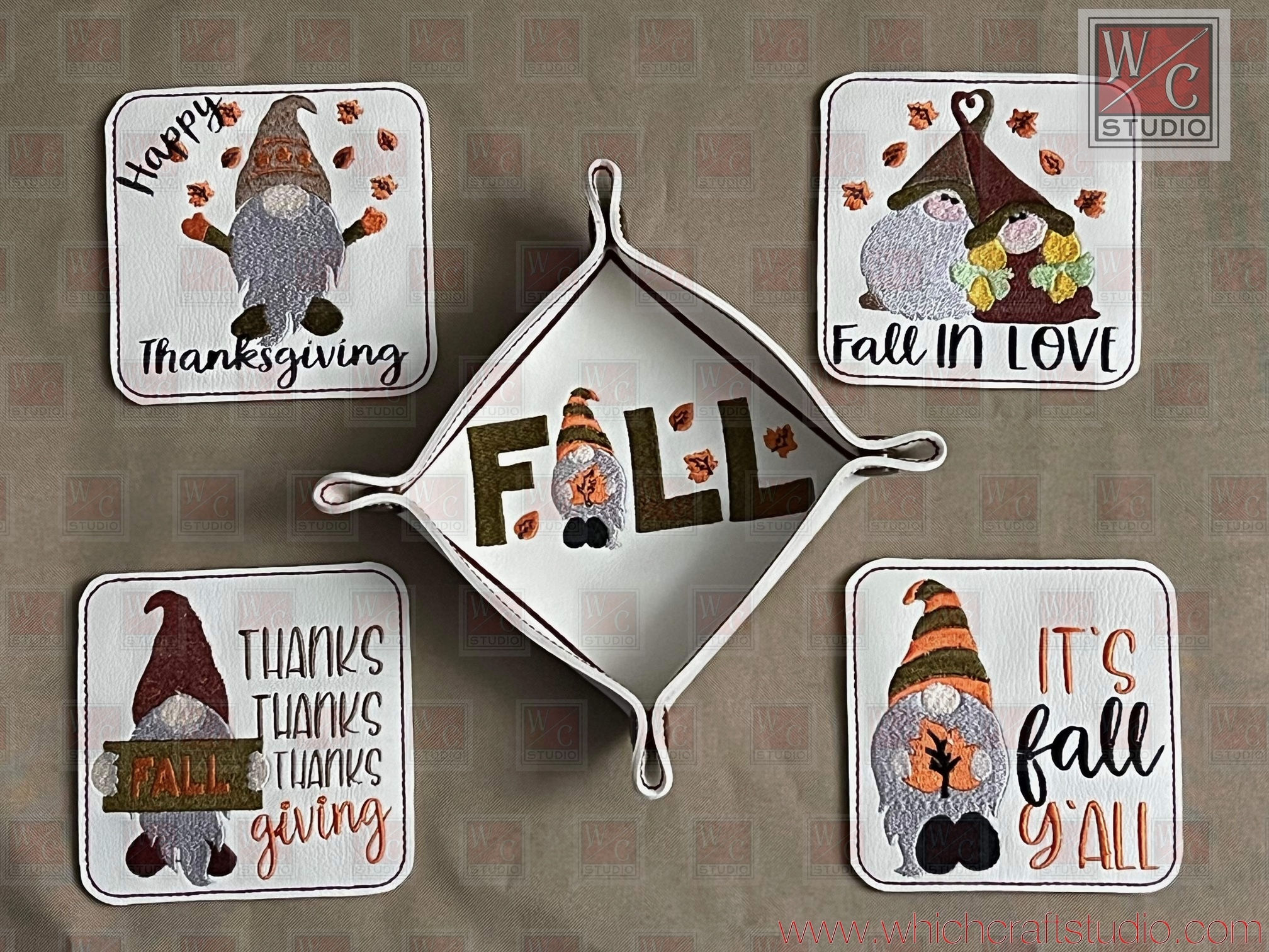 Digital Fall gnomes Coaster Set Digital File