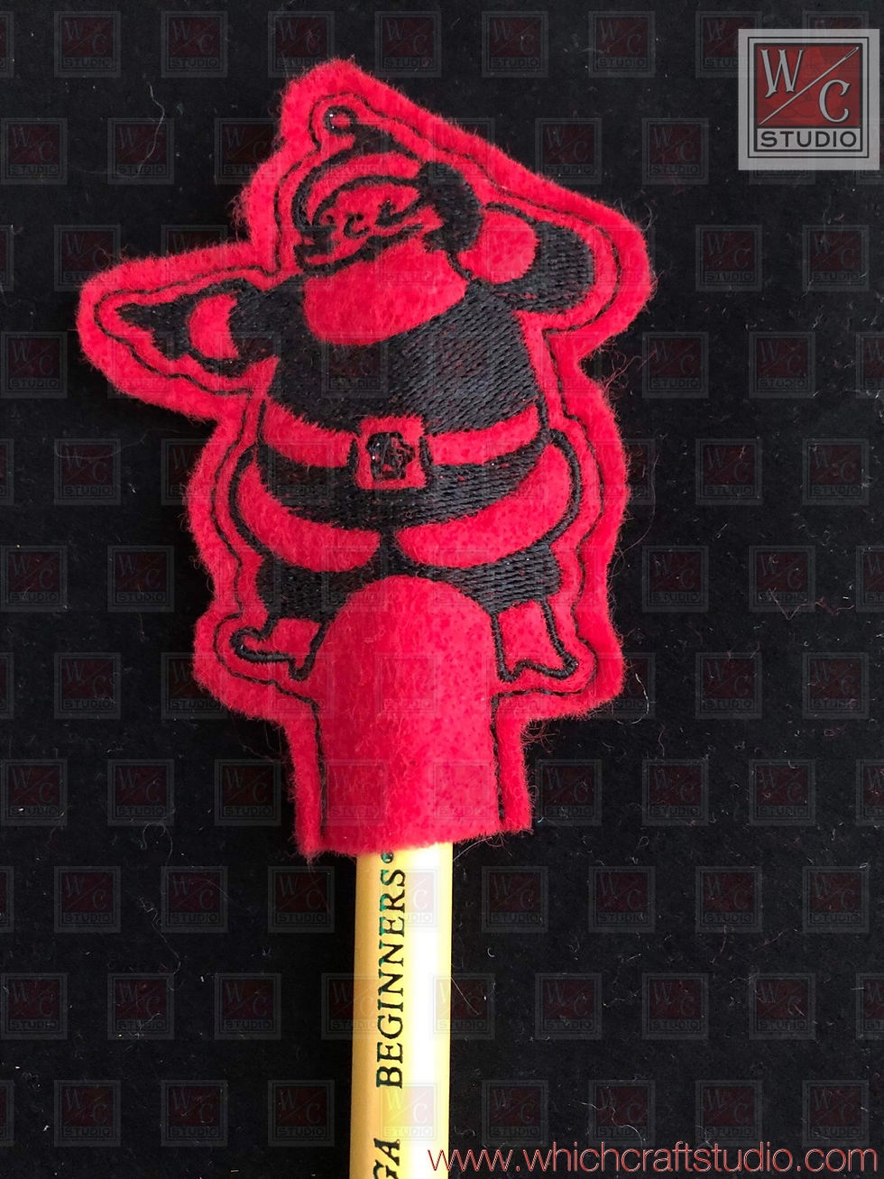 Digital Retro Santa Pencil Topper 5 Digital Embroidery