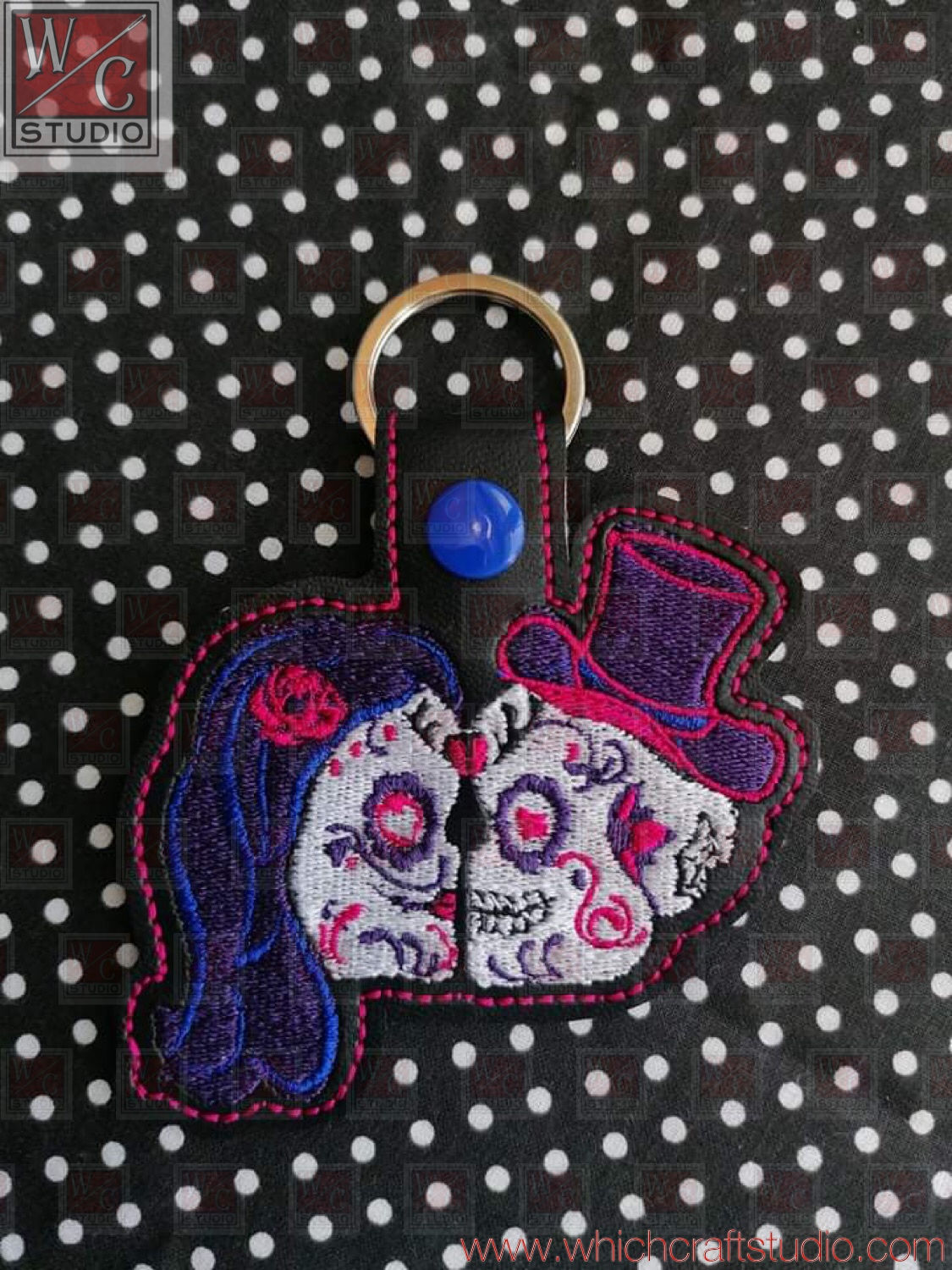 Digital Skull Couple Fob Embroidery Designs