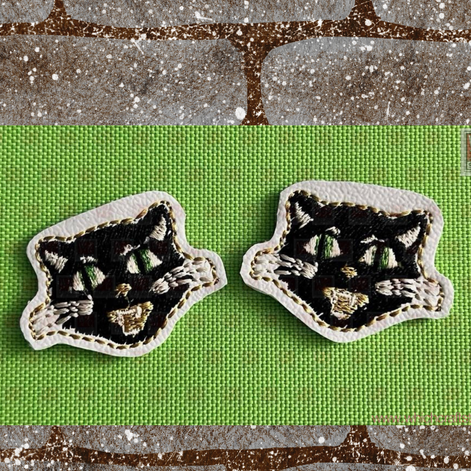 Digital Vintage Halloween Cat SM Earrings Digital File