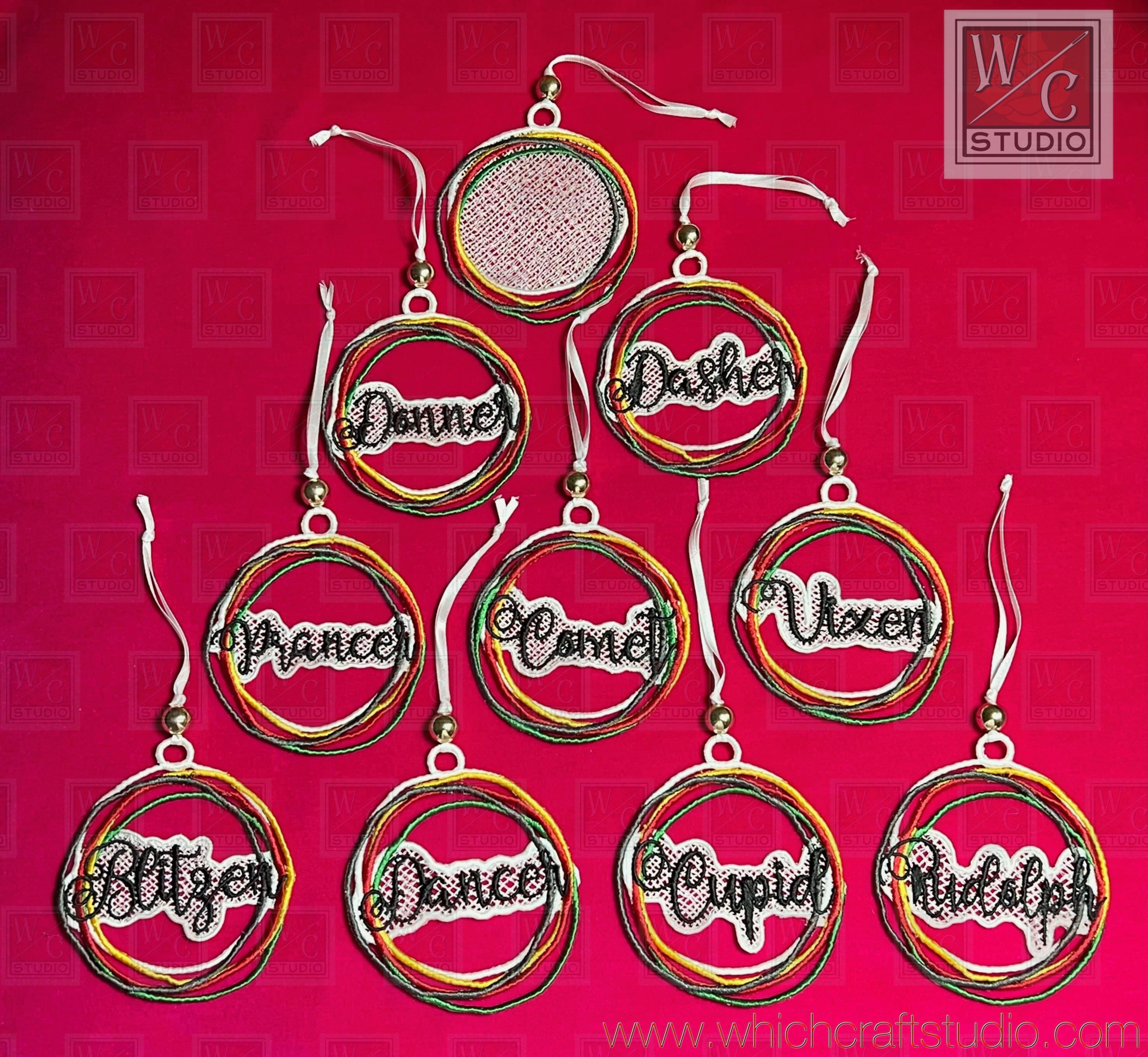 Digital FSL Reindeer Ornament Set of 10 files Digital File