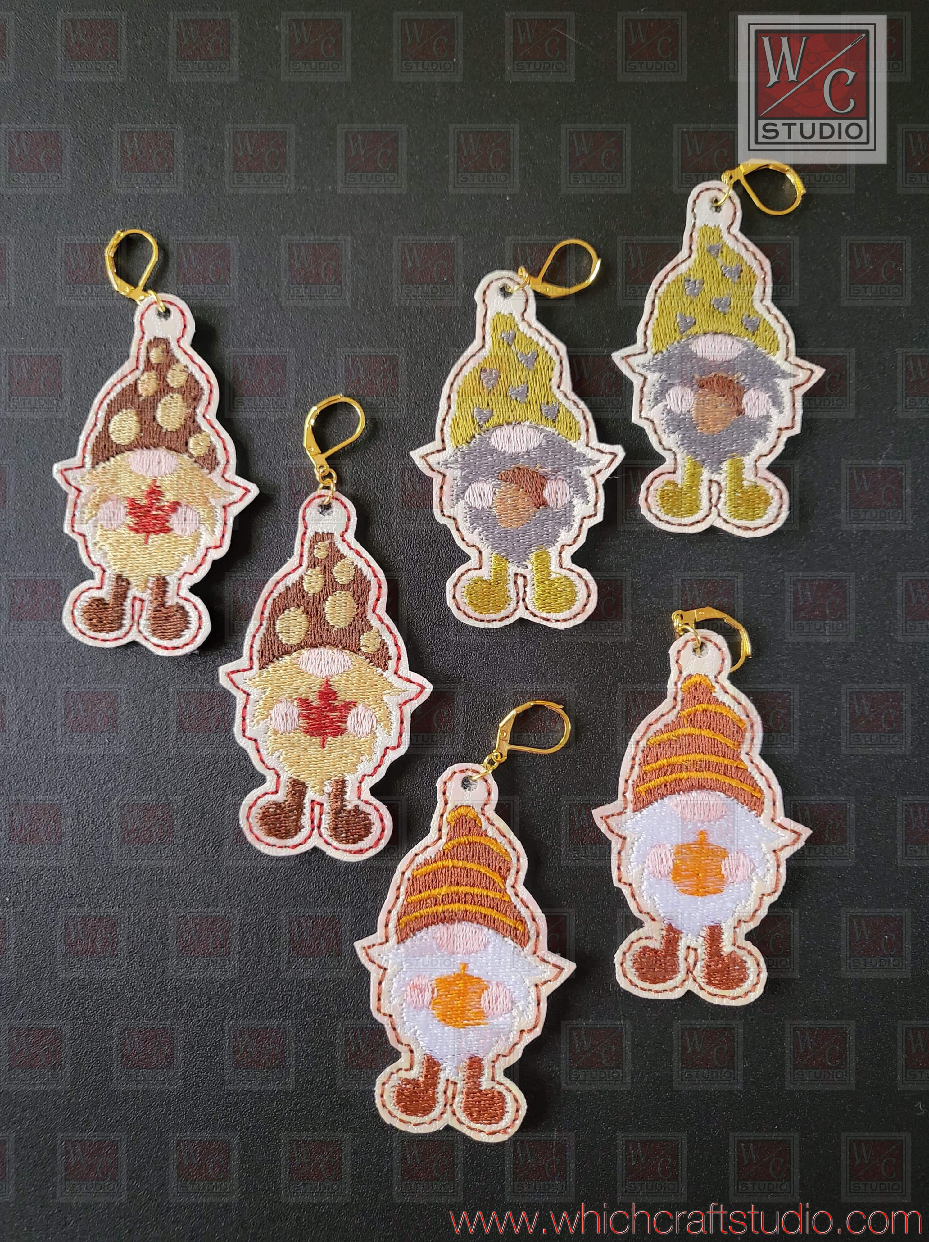 Digital  Fall Gnome Earrings 3 sets Digital Files