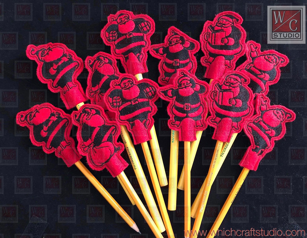 Digital Retro Santa Pencil Topper Set of 6 Digital Embroidery
