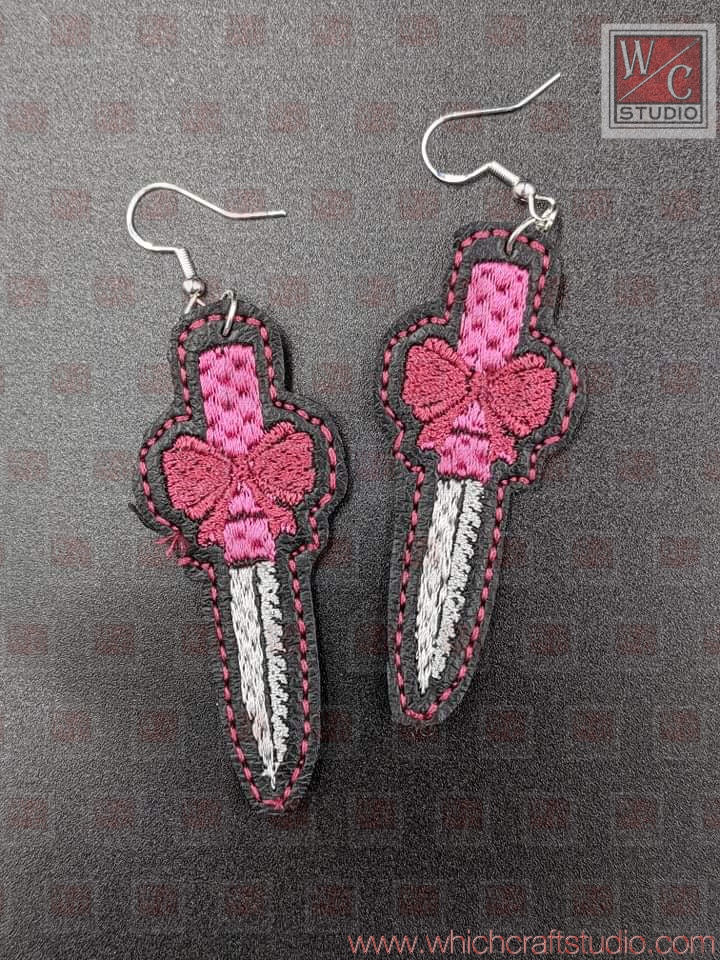 Digital Cute and Psycho Knife Earrings 1x2.25 Digital Embroidery Design