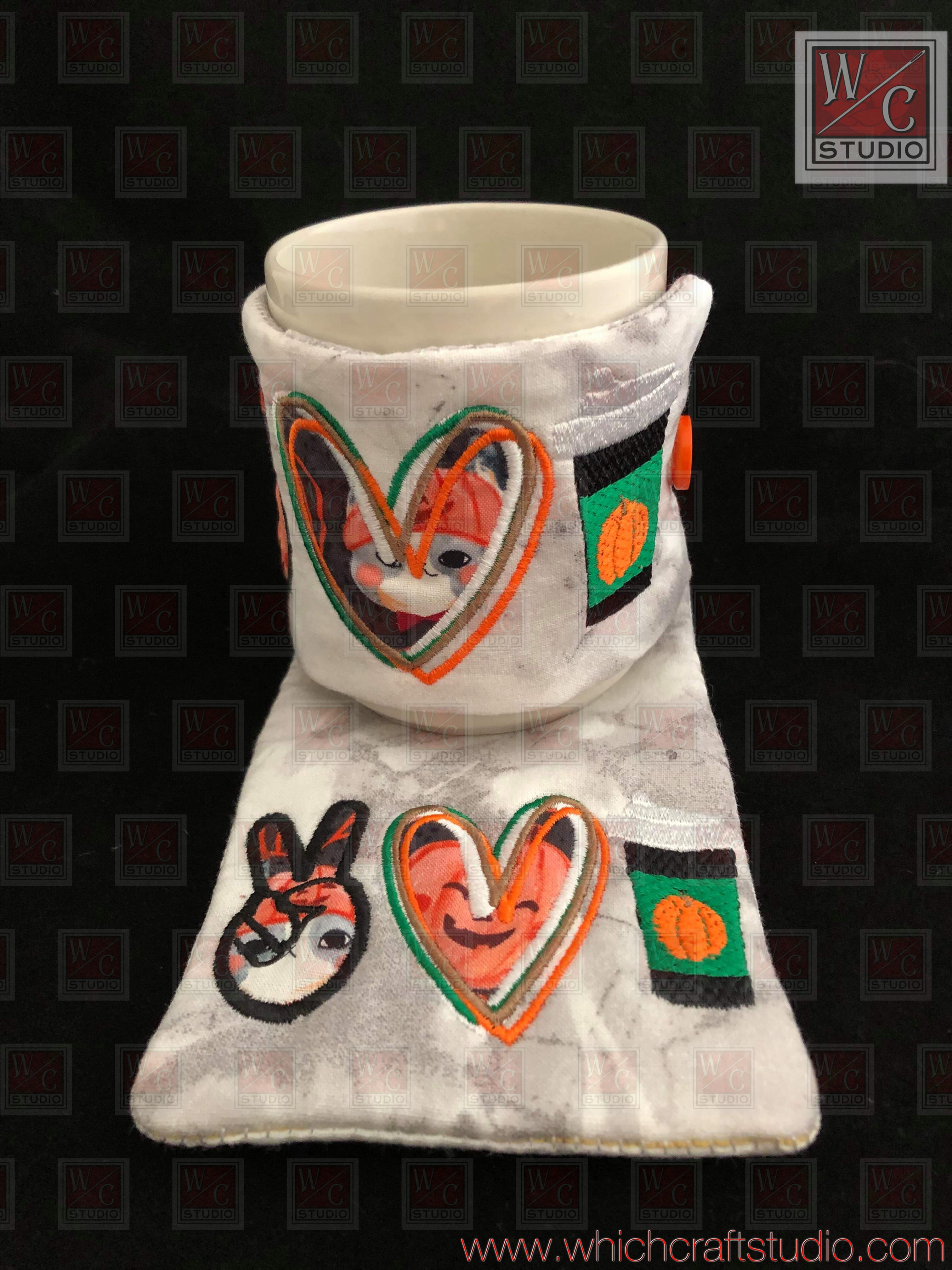 Digital Pumpkin Spice Mug Set Rug and Wrap Digital Embroidery