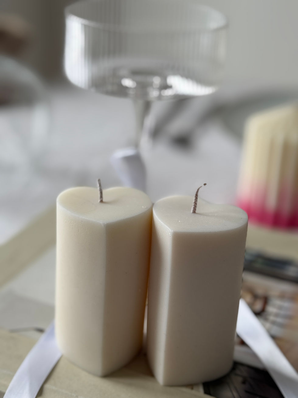 Thumbnail: Tall Heart Duo Set Decorative Candles Unscented