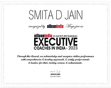 Executive Coach Smita D Jain Top 10 Most Promising Executive Coaches in India certificate.