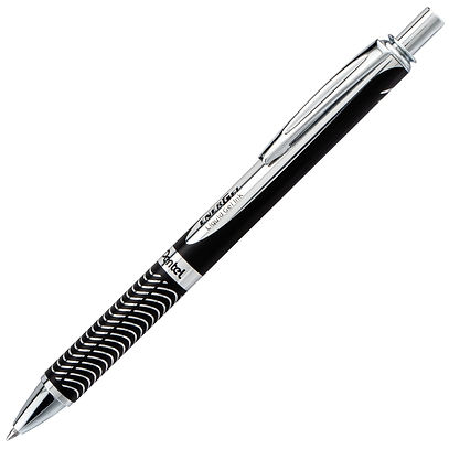 Energel Alloy Retactable Liquid Gel Pen 0.7mm Black Ink Black Barrel