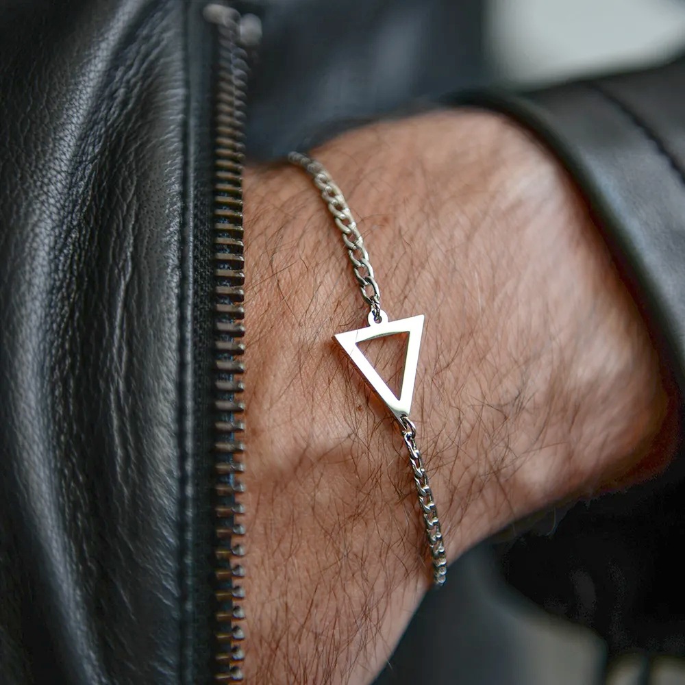 Geometric Steel Chain Bracelet