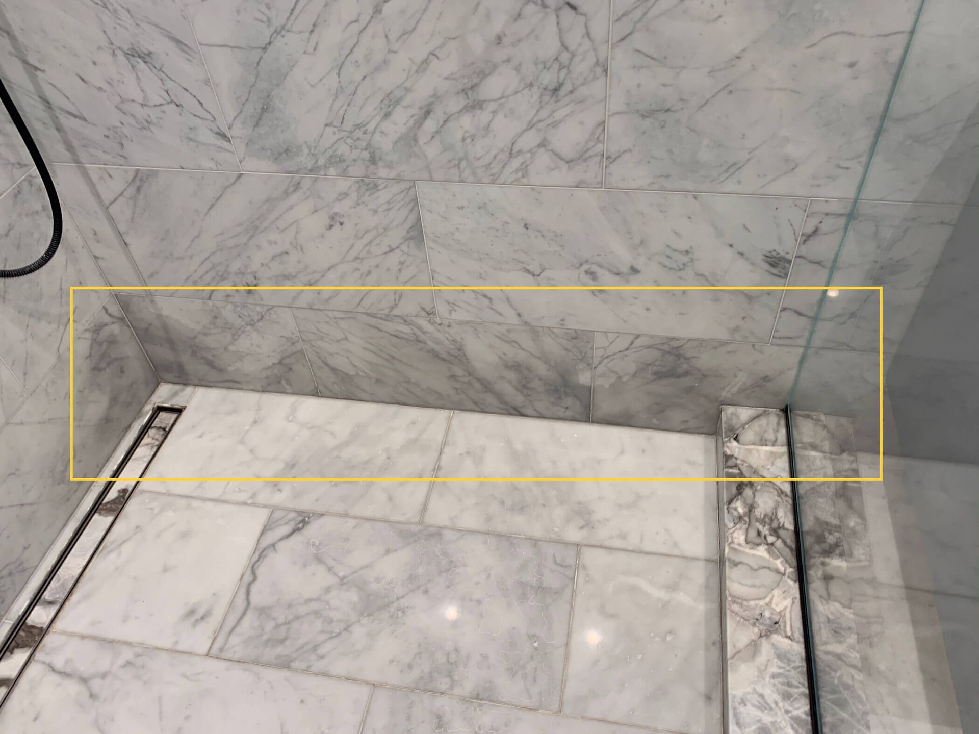 water infiltration in marble showers