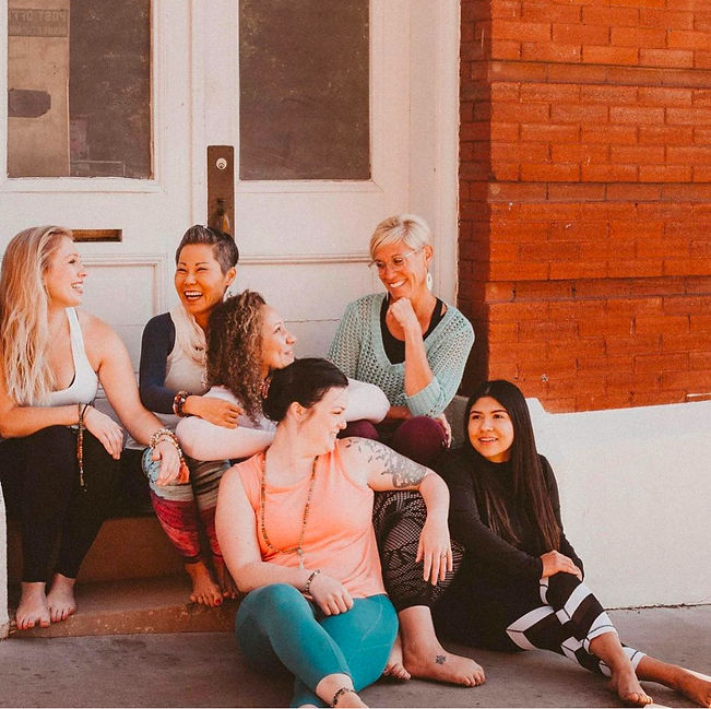 yoga community, supportive girlfriends, yoga teaching school students