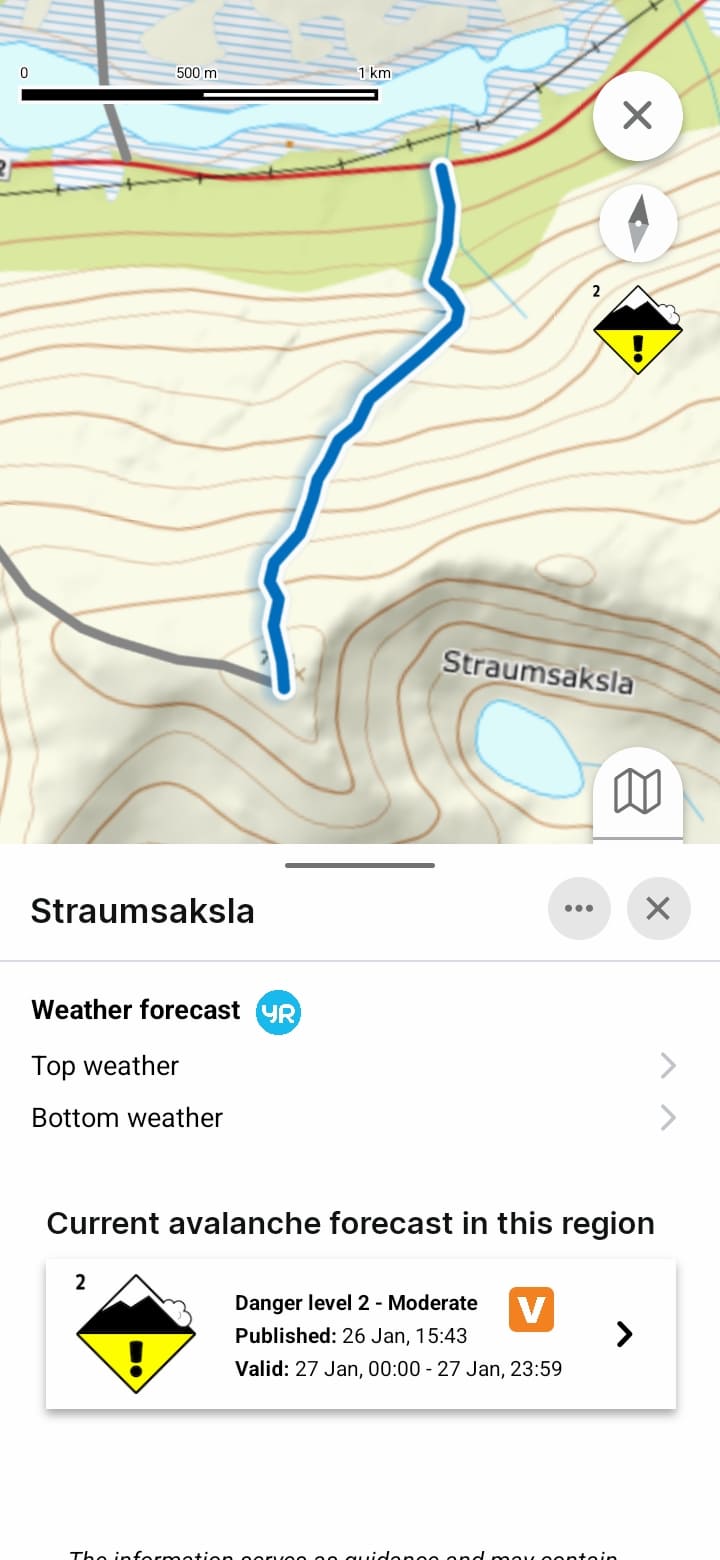 Screenshot of weatherforecast from the app.