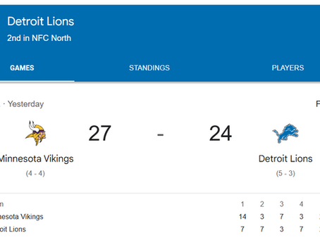 Week 9: Lions Squares Results