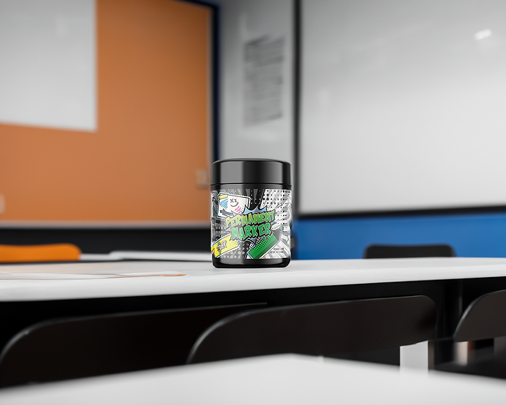 A detailed view of Hytek’s Permanent Marker strain in a Jar