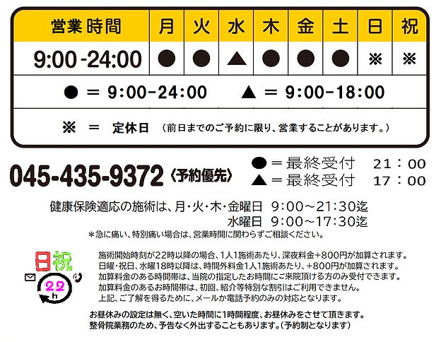 彩健美整骨院営業時間